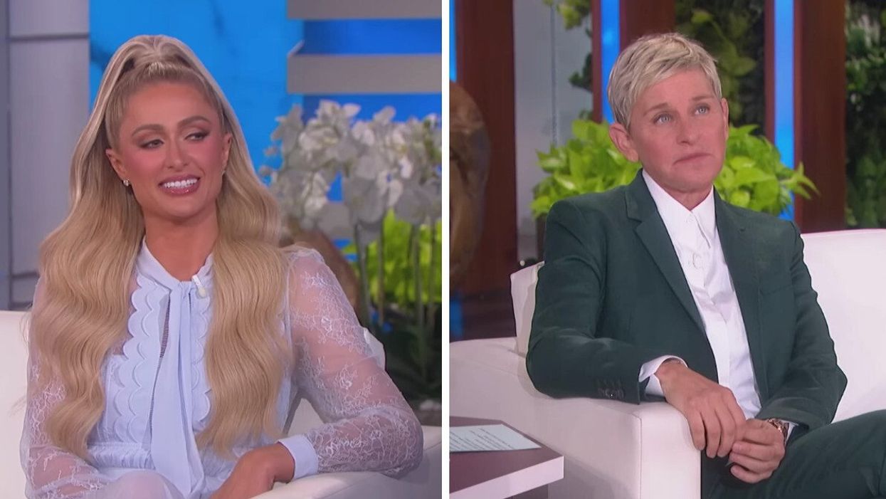 Paris Hilton on The Ellen Show. Right: Ellen DeGeneres on The Ellen Show.