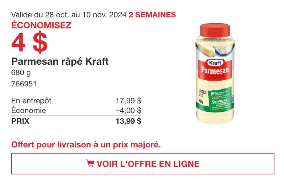 Parmesan r\u00e2p\u00e9 de Kraft.