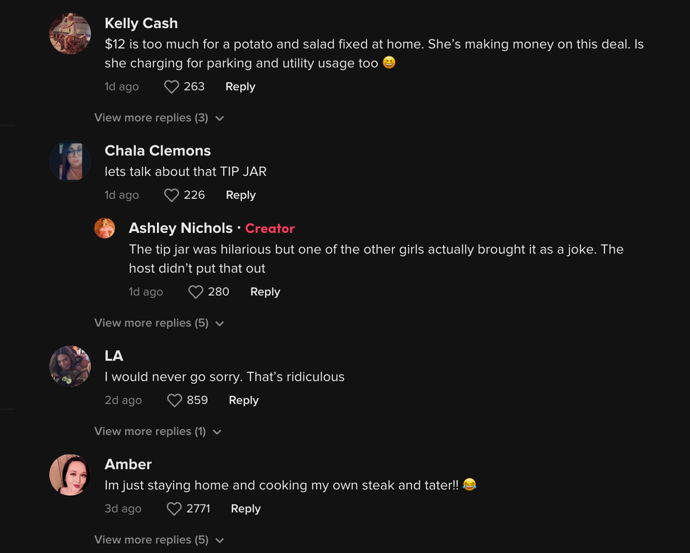 Part of the comment section on Nichols's viral TikTok clip.