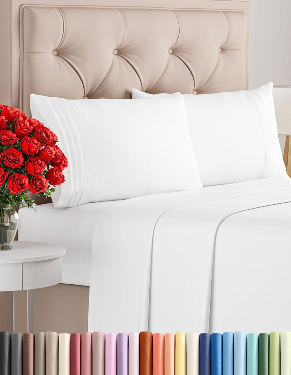 Parure de lit 4 pi\u00e8ces \u2013 Queen size, ultra douce et respirante.