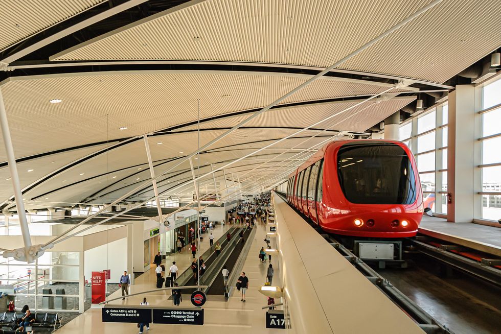 Passenger shuttle in the Detroit Metropolitan Airport.