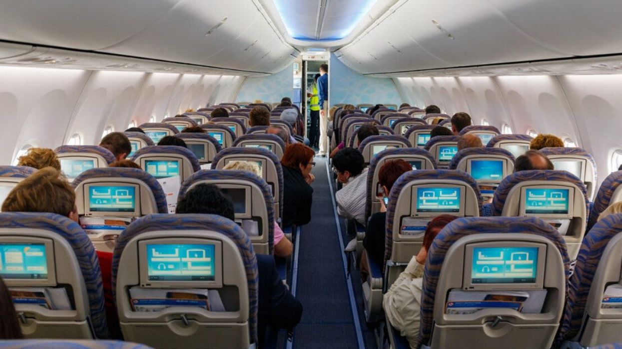 Passengers on a flight.