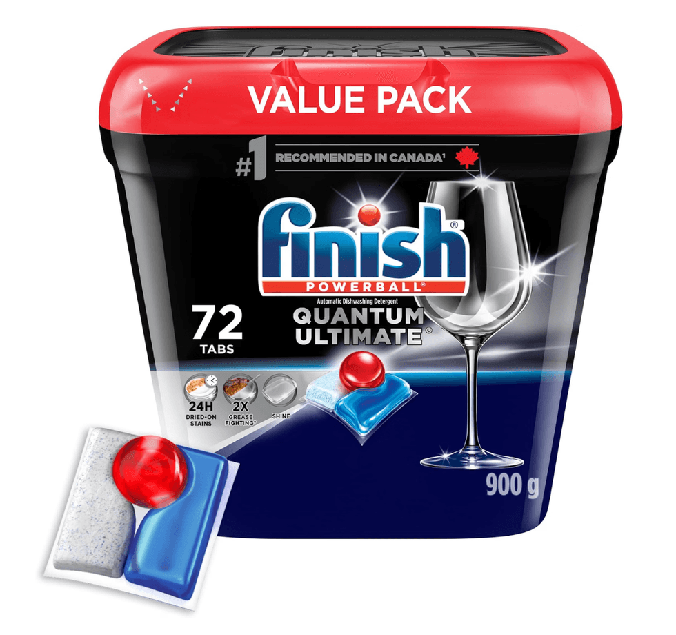 Pastilles de d\u00e9tergent pour lave-vaisselle Finish Quantum Ultimate, paquet de 72, sur le site Amazon Canada.