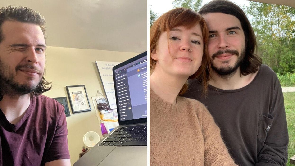 Patrick on Chat GPT. Right: Patrick and his partner