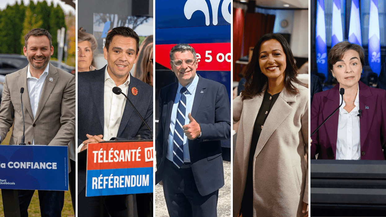 Paul St-Pierre Plamondon, Charles Milliard, Éric Duhaime, Ruba Ghazal et Christine Fréchette.