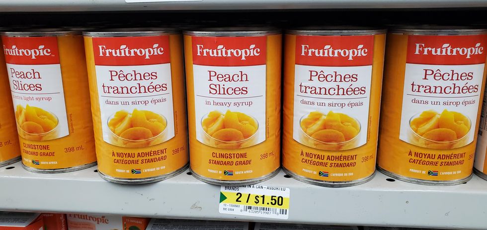 Peaches at Dollarama in Canada