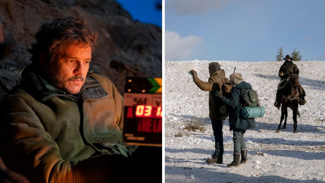 Pedro Pascal in The Last Of Us. Right: Pedro Pascal and Bella Ramsey in The Last Of Us.