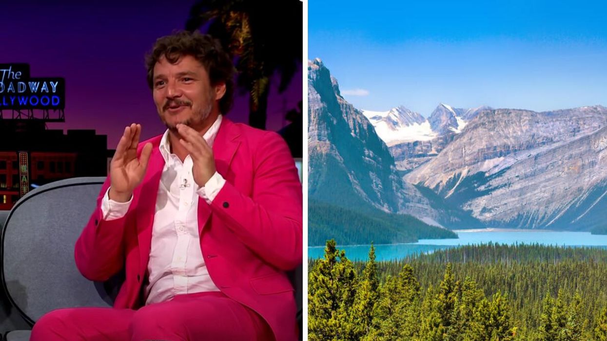 Pedro Pascal on The Late Late Show with James Corden. Right: Alberta