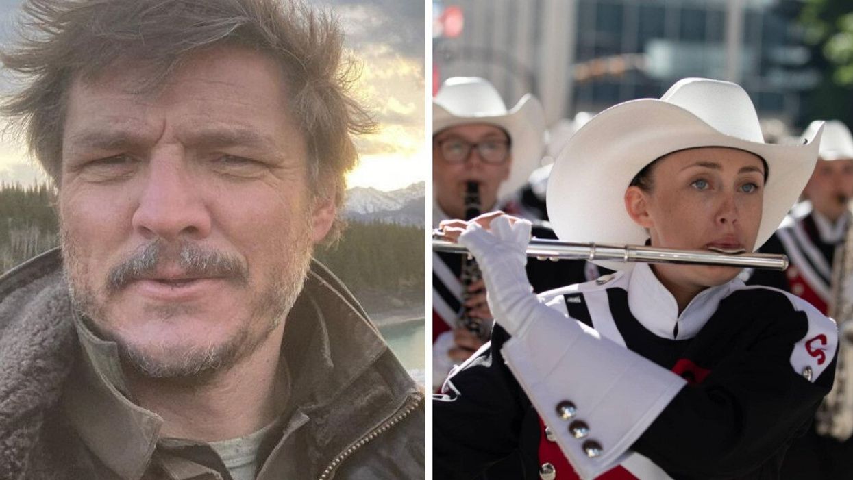 Pedro Pascal spent a lot of time in Alberta filming The Last Of Us. Right: Calgary Stampede parade.