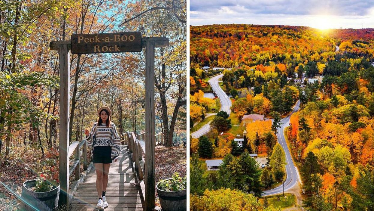 Peek-a-boo Rock. Right: Vermont, Ontario.