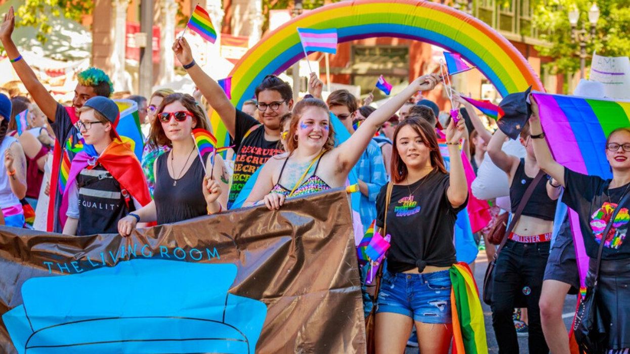 People at a Pride Parade in Portland, Oregon.