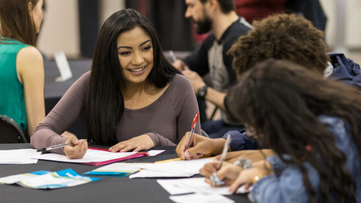 People at Calgary's Youth Hiring Fair.