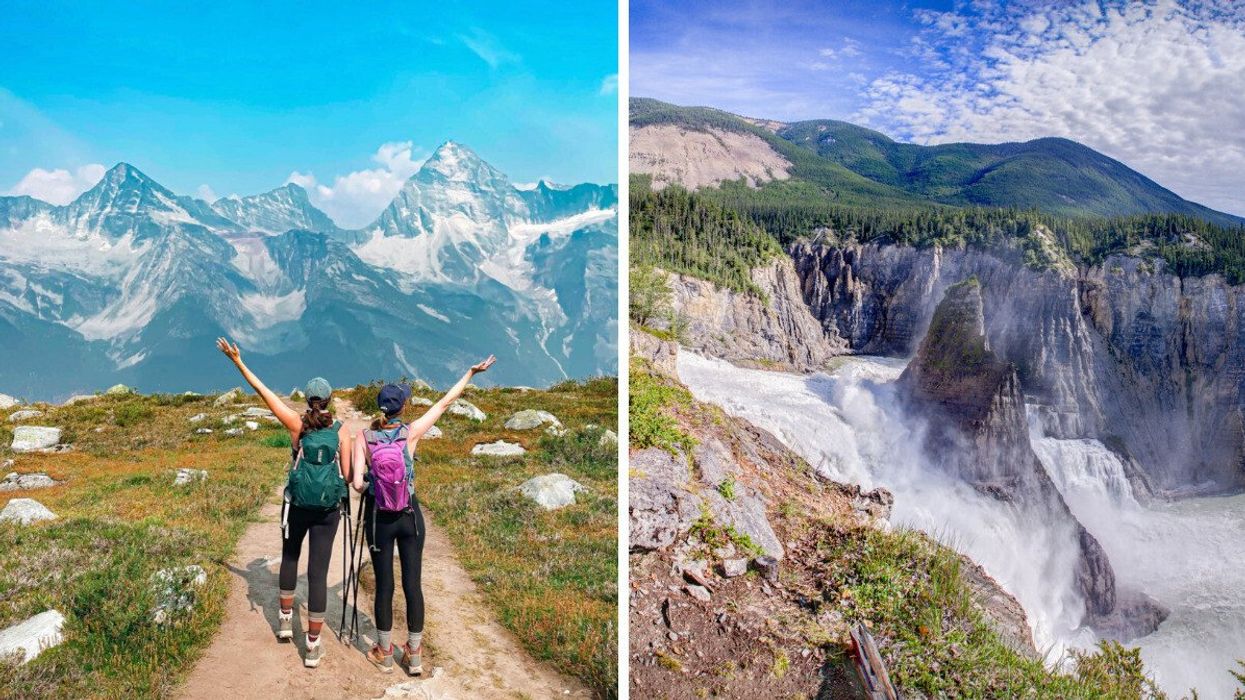 People at Glacier National Park in B.C. Right: Nahanni National Park Reserve, Northwest Territories.
