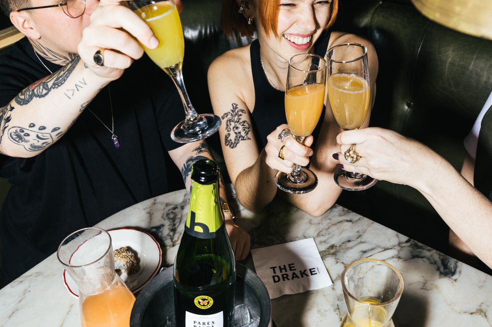 People drinking mimosas.