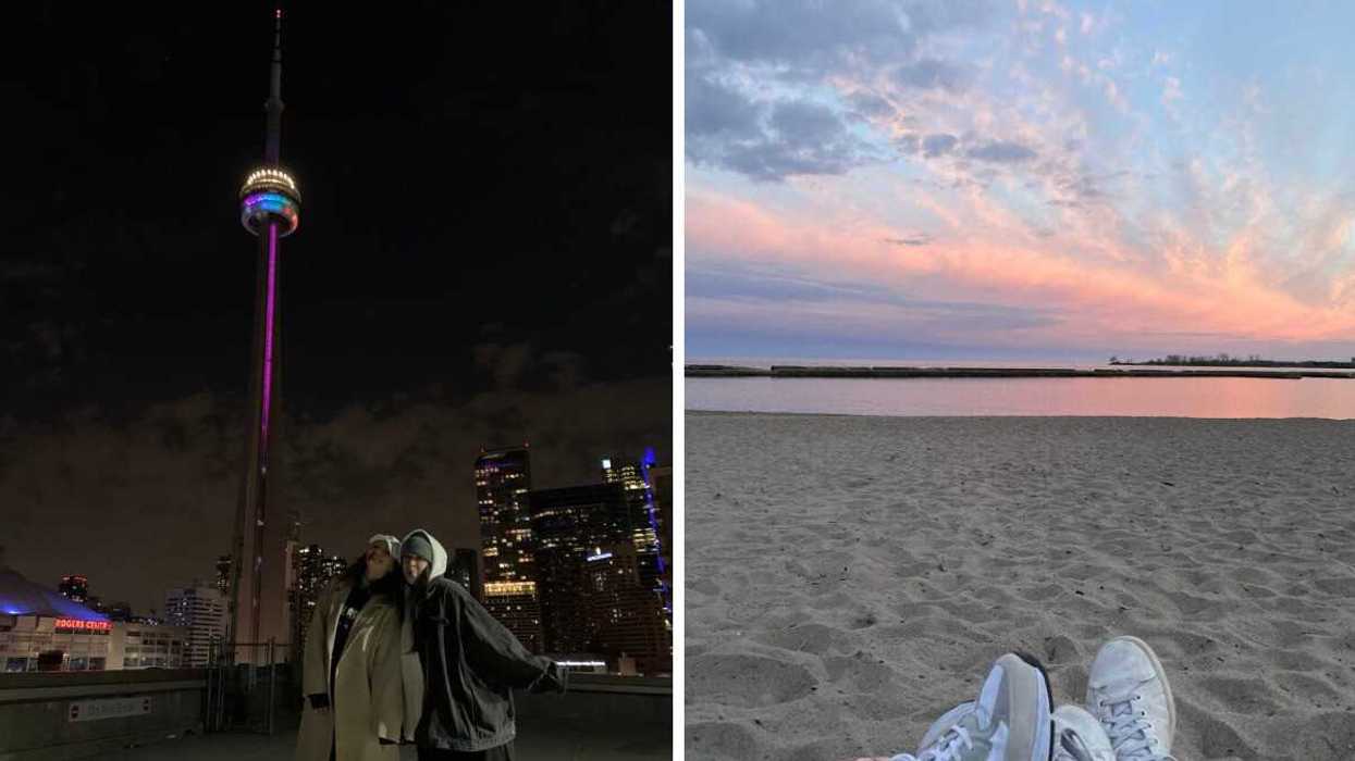 People in Toronto. Right: A beach in Toronto.