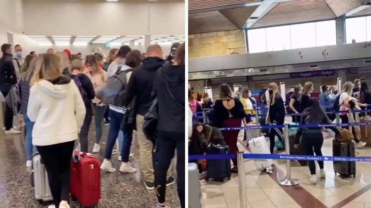 People inside Ben Gurion Airport, Israel.