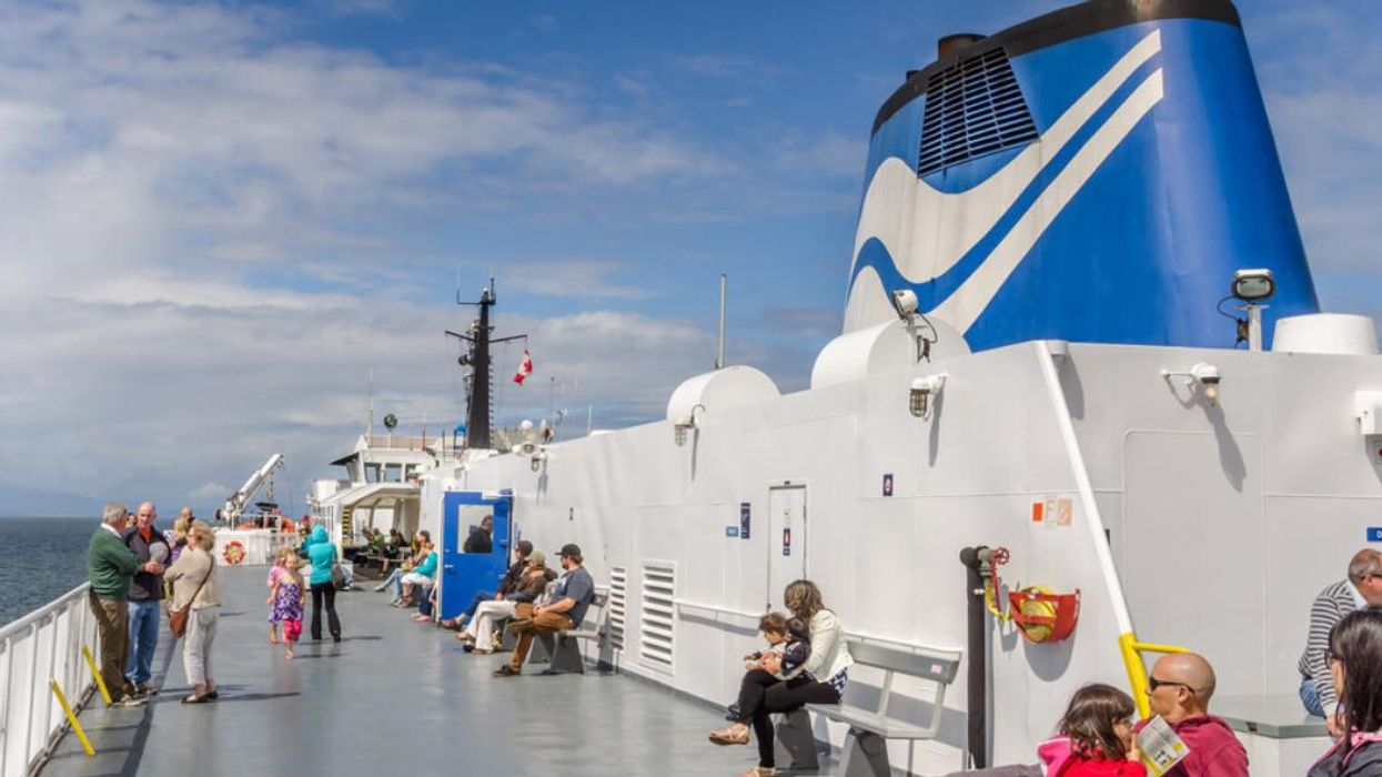 People on a BC Ferries deck.
