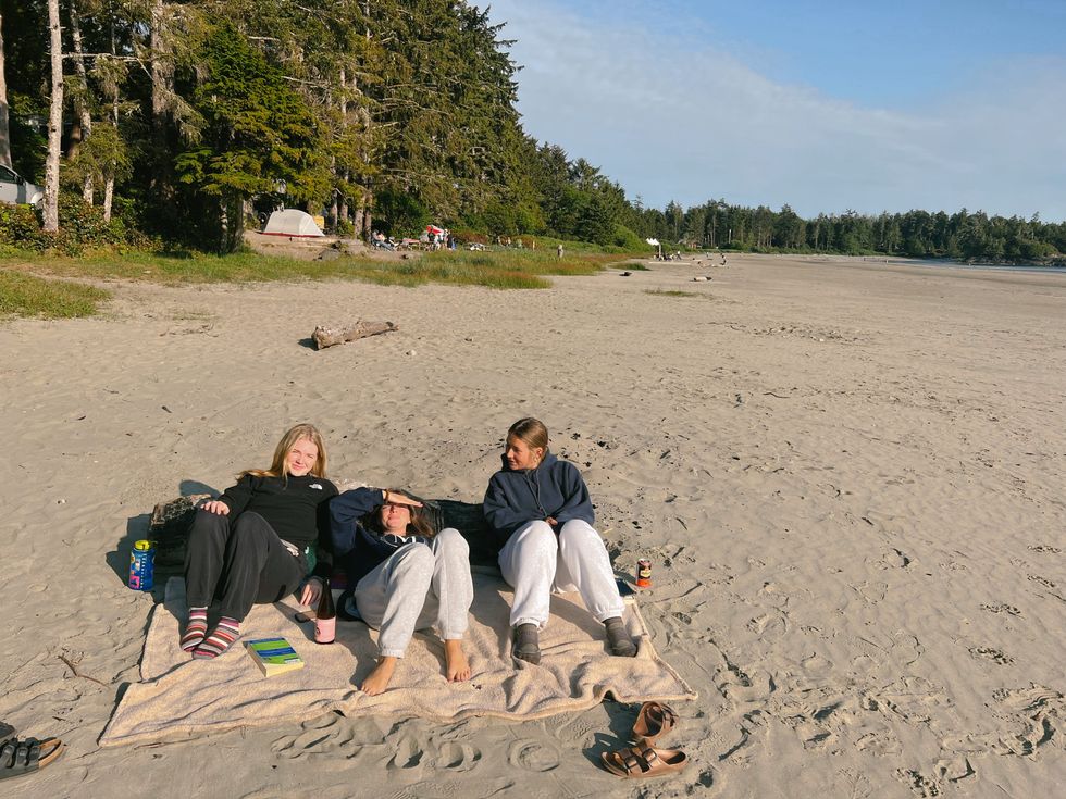People on MacKenzie Beach in Tofino.