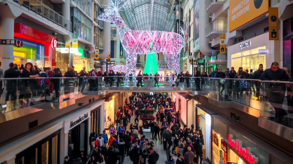 People shopping at Toronto Eaton Centre on Black Friday.
