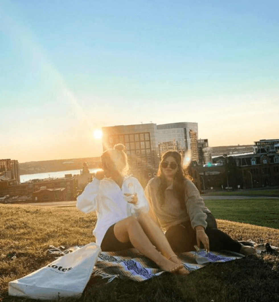 People sitting in a park.