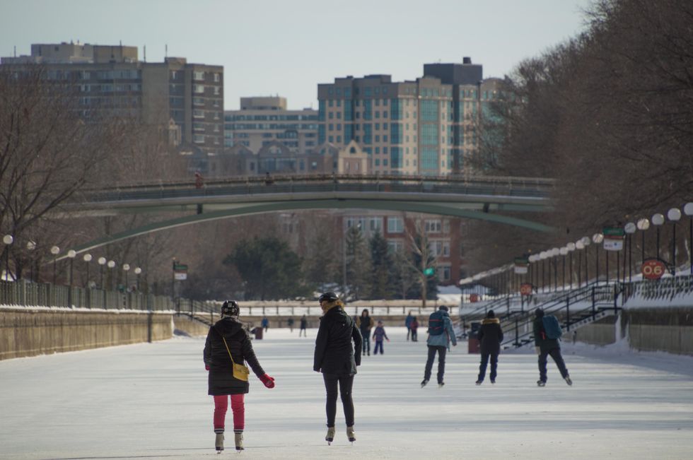 People skating on the Rideau Canal.