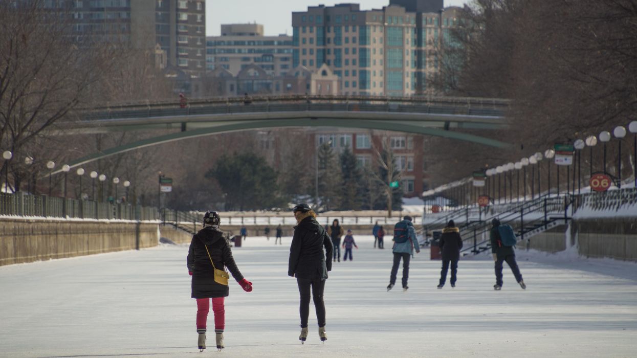 People skating on the Rideau Canal.