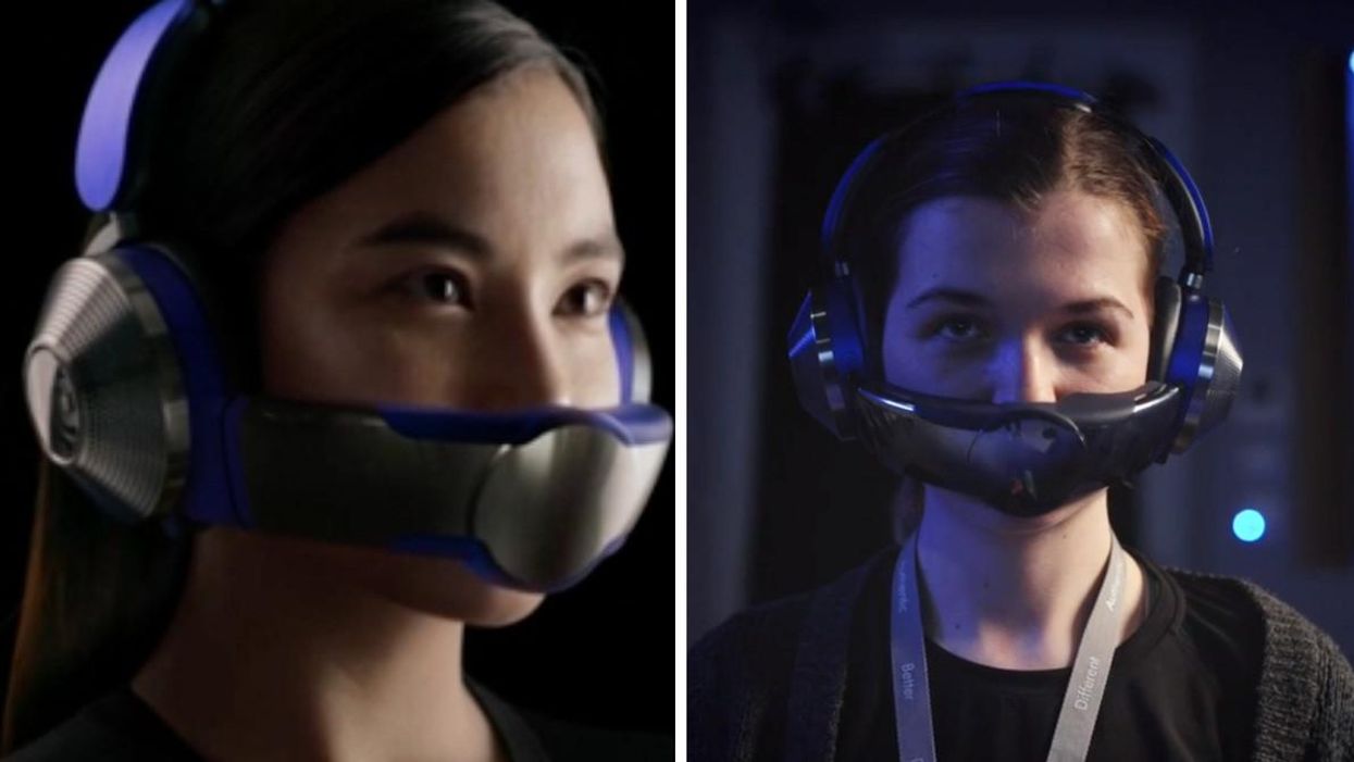People wearing the new Dyson Zone.