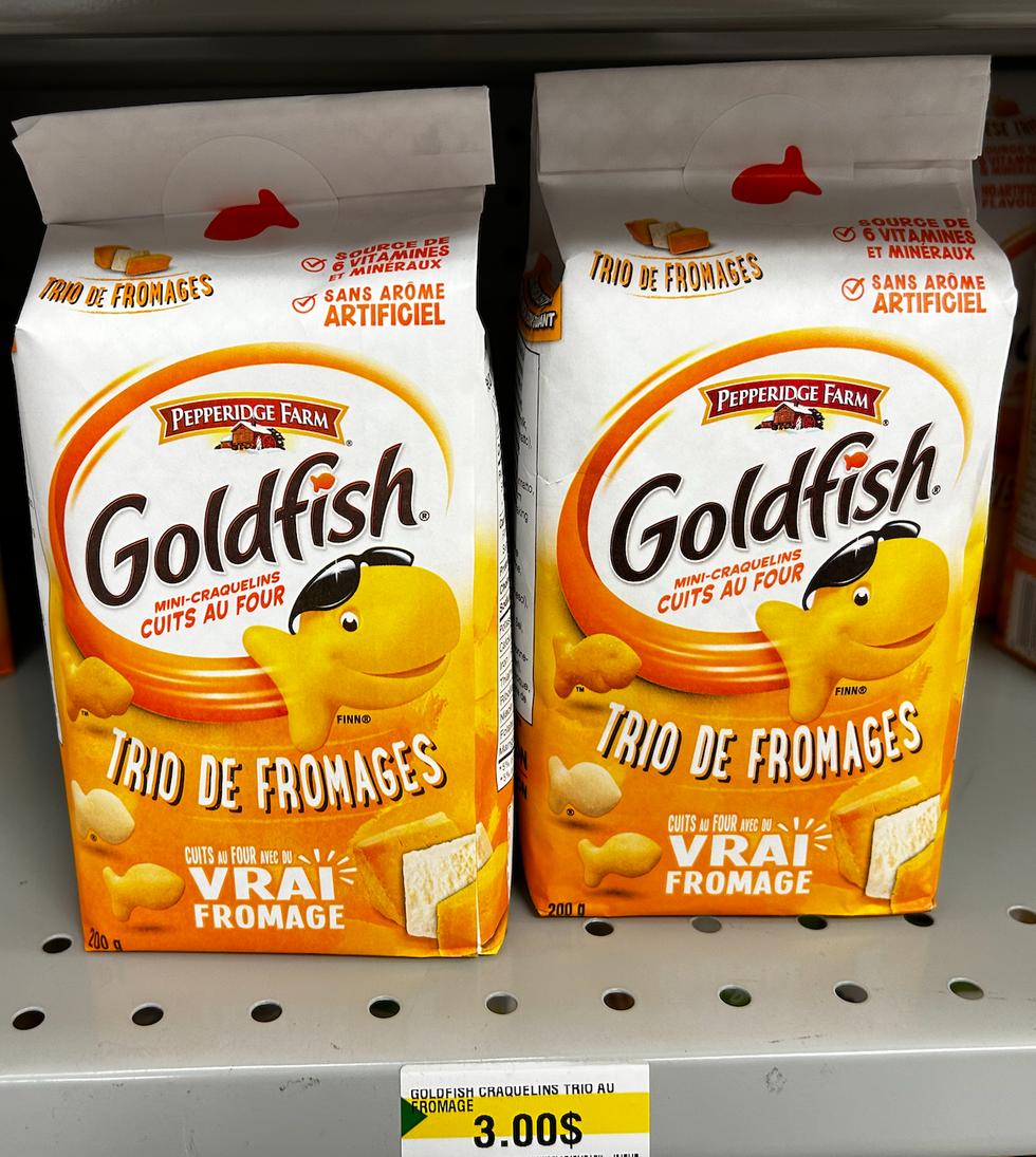 Pepperidge Farm - Craquelins cuits au four Goldfish, trio de fromages en vente au Dollarama de Ch\u00e2teauguay.
