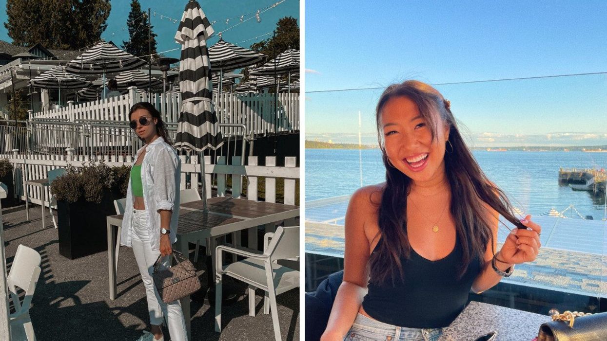 Person at Beach House in Vancouver. Right: Someone sitting on the patio of Beach House restaurant in West Vancouver.