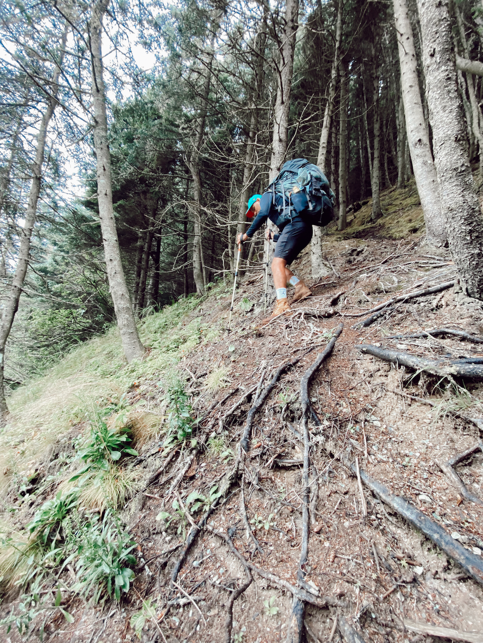 Person hiking the Fundy Footpath.