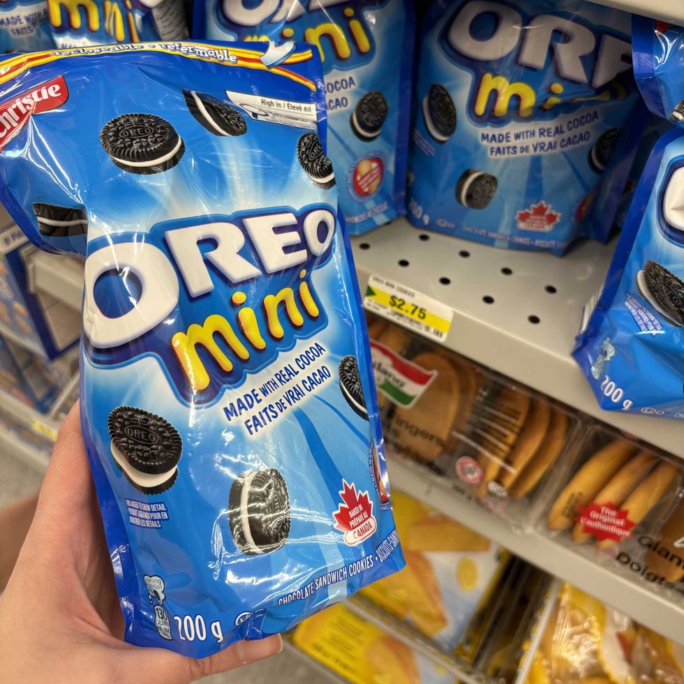 person holding bag of Oreo minis at Dollarama