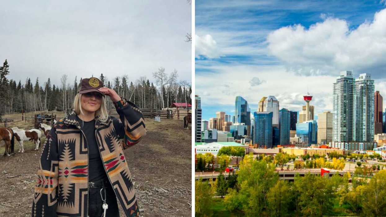 Person in Alberta. Right: City of Calgary