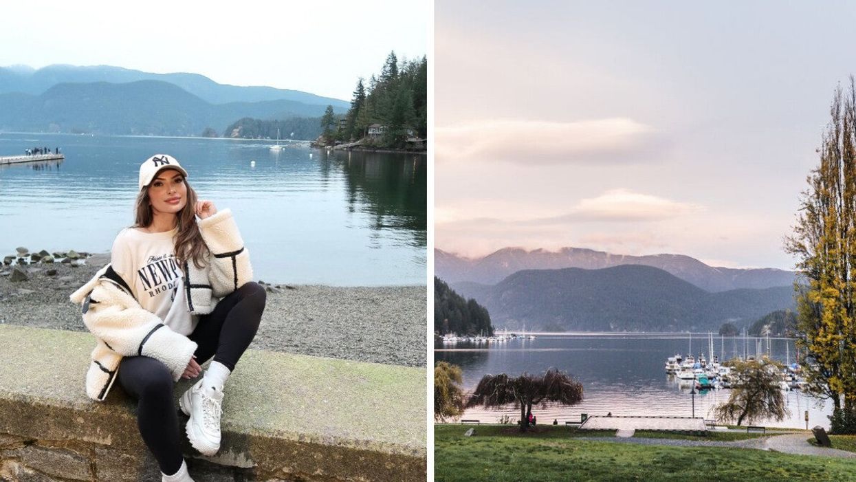 Person in Deep Cove, B.C. Right: Deep Cove, B.C.