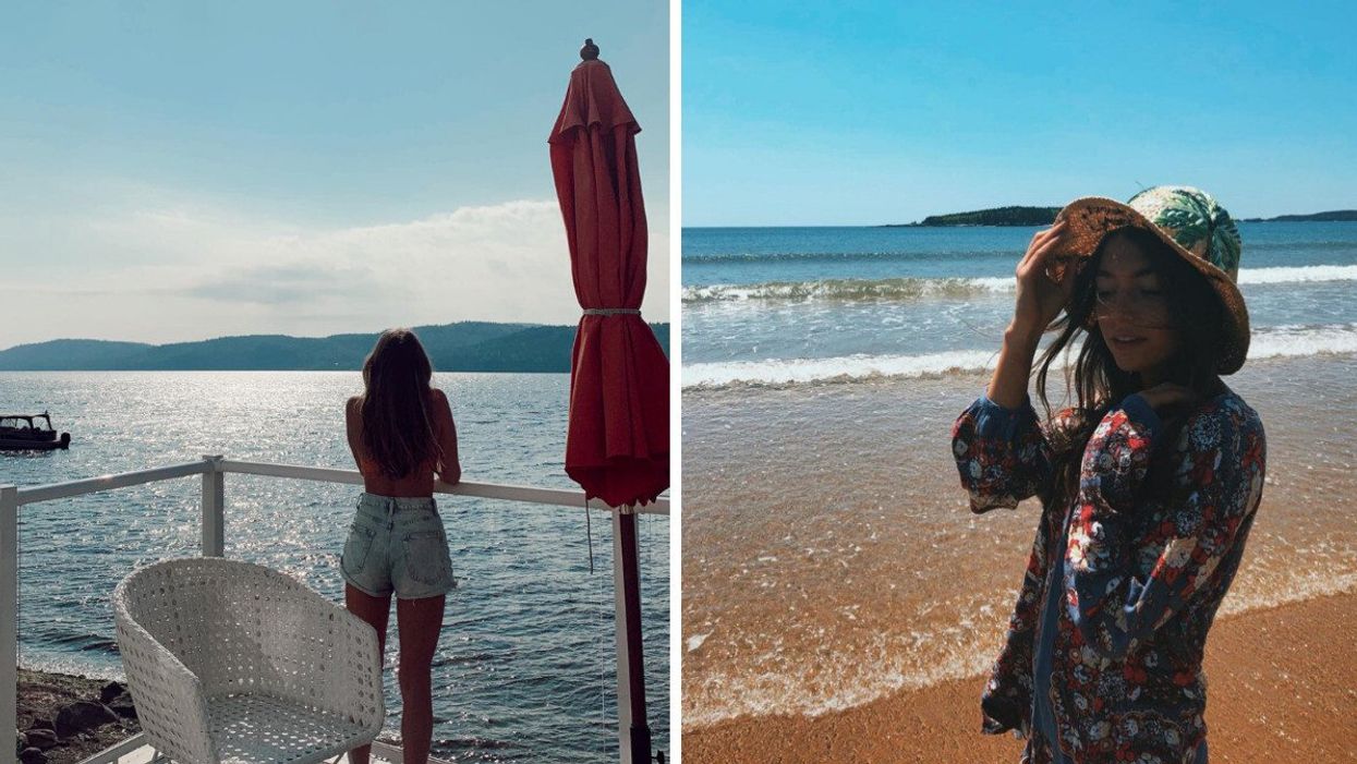 Person in New Brunswick. Right: Person at a beach on the East Coast of Canada.