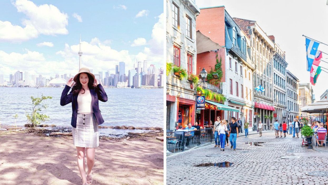 Person in Toronto. Right: Montreal.