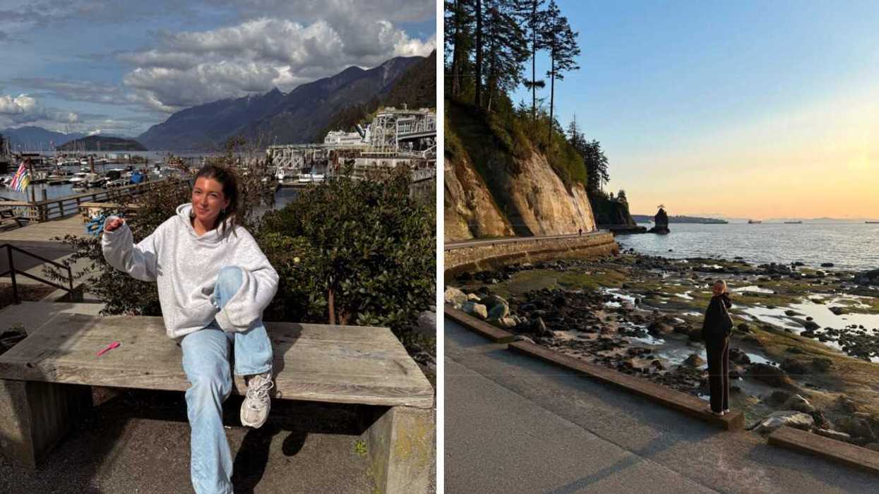 Person in Vancouver. Right: Person on the seawall.