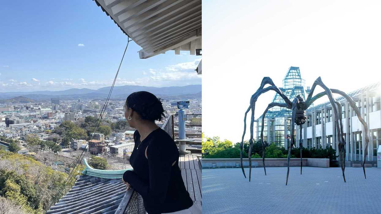 Person looking out at a view. Right: Ottawa.