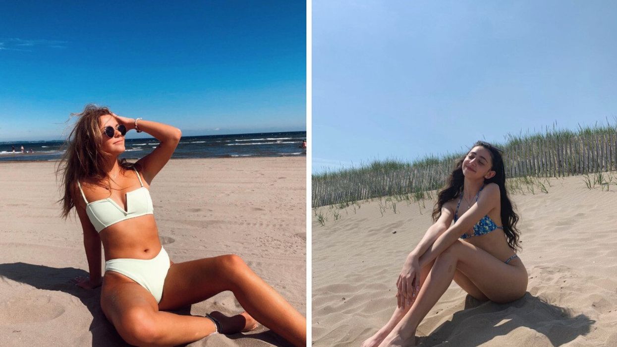 Person on a beach. Right: Person on a beach.
