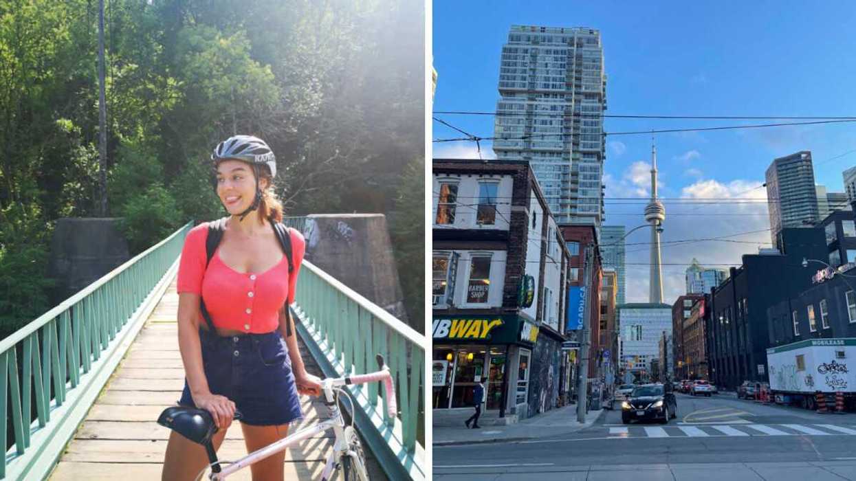 Person on a bike route. Right: The city of Toronto/
