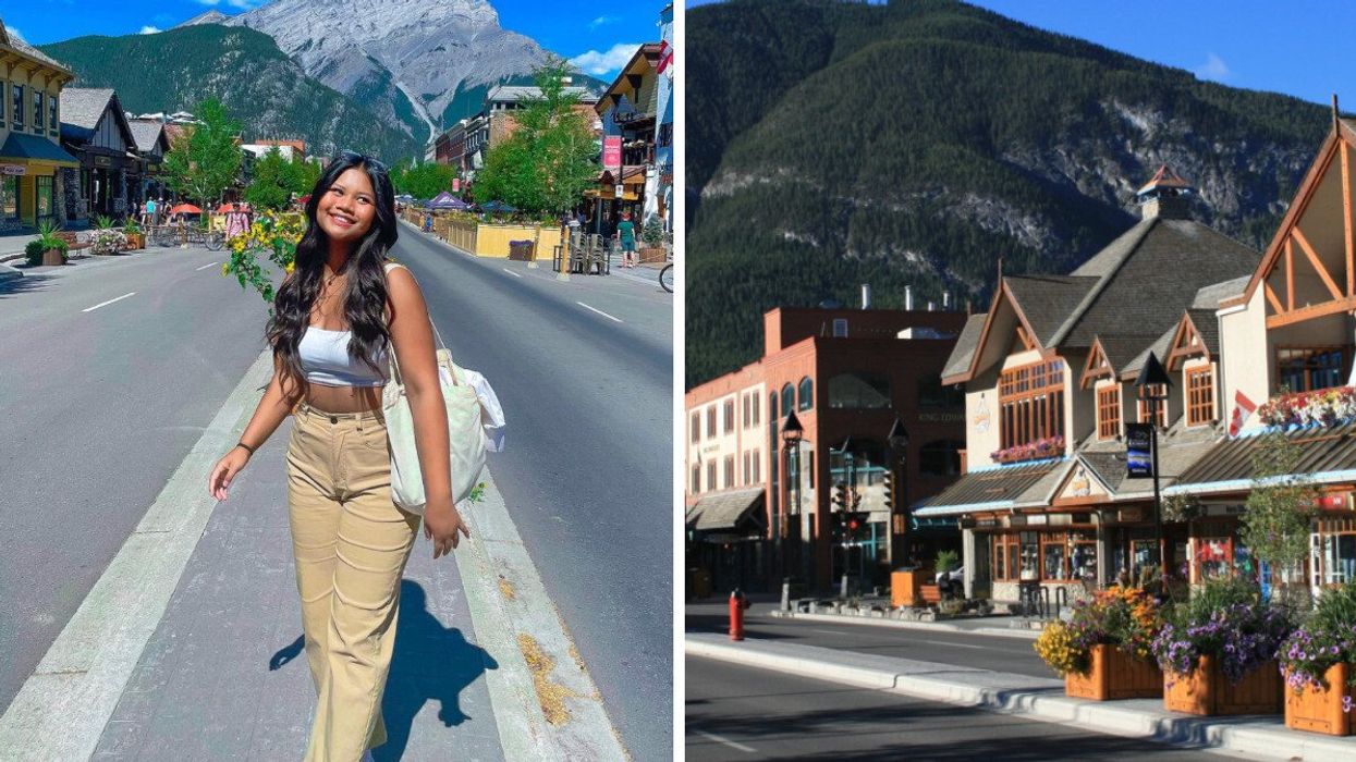 Person on a street. Right: A street.