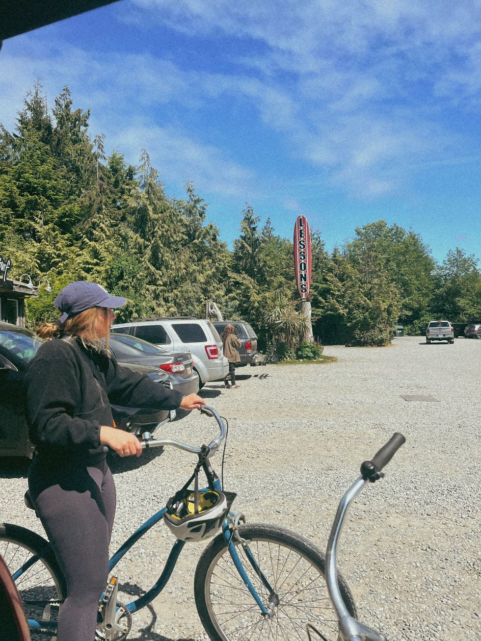 Person on bike in Tofino.