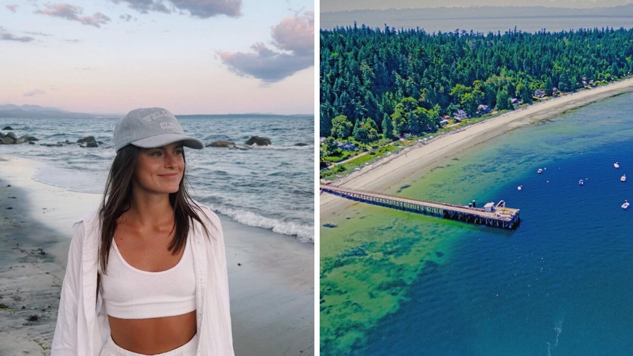 Person on Savary Island. Right: An island.