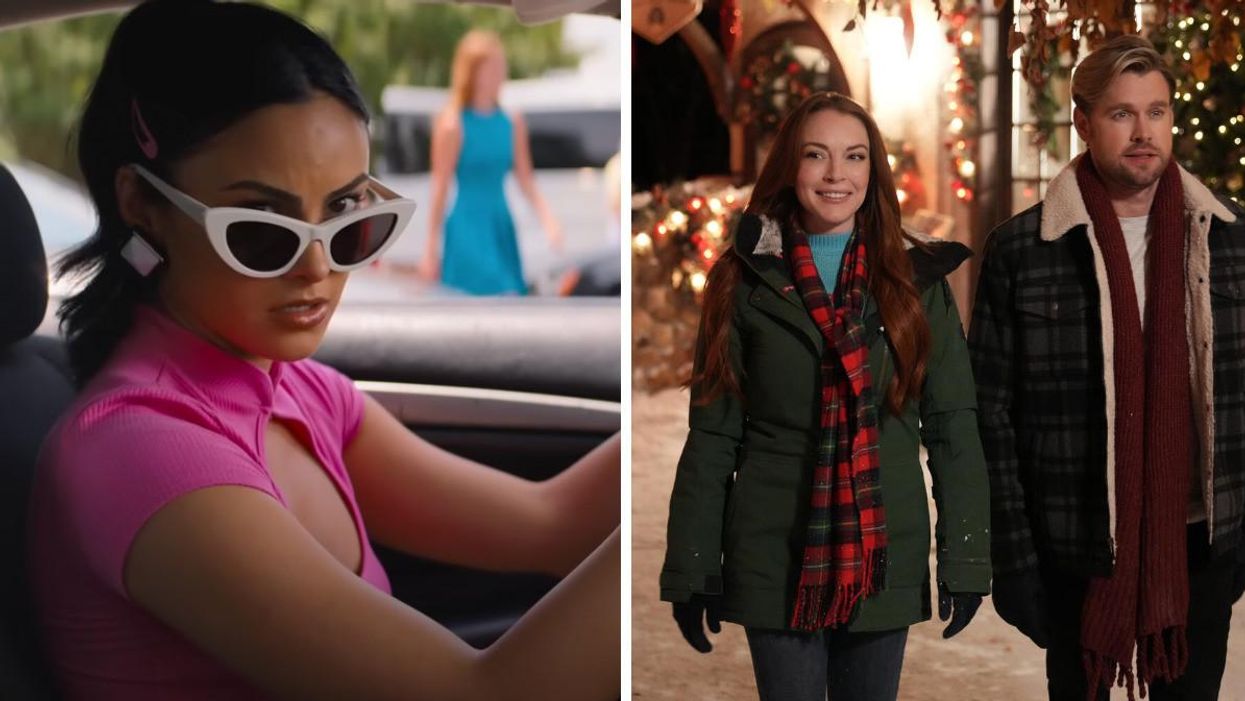 Photo de Do Revenge. Droite : Photo de Falling For Christmas.