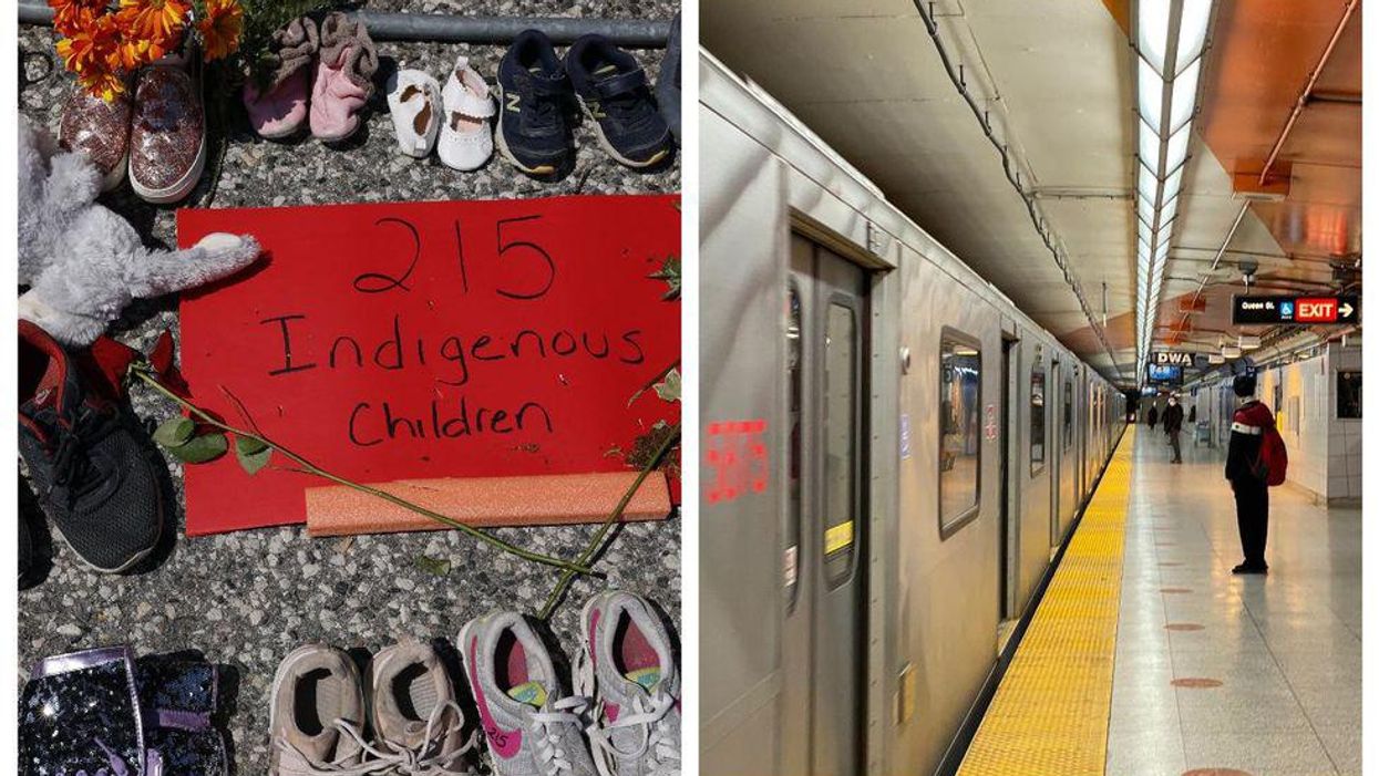 Photos of memorial and TTC Subway