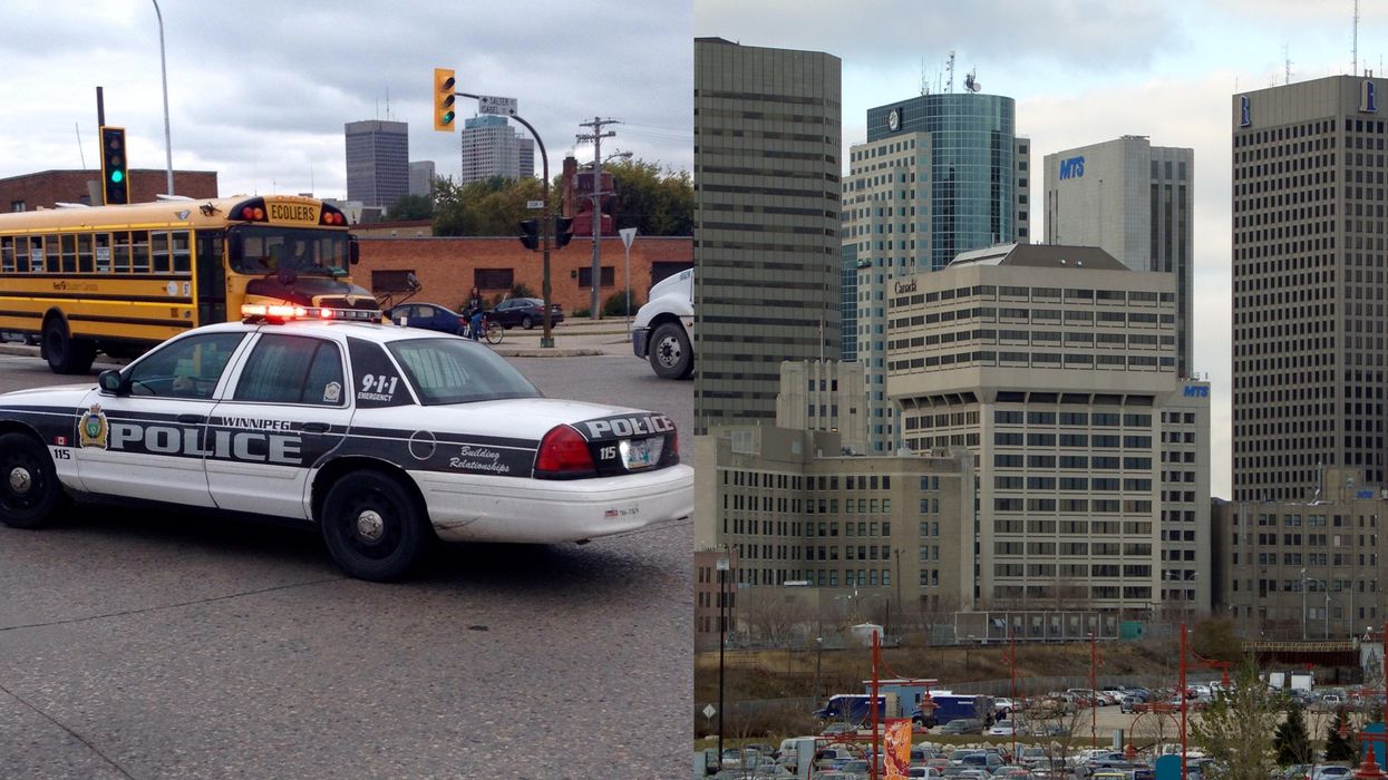 Photos of Winnipeg police car and downtown Winnipeg