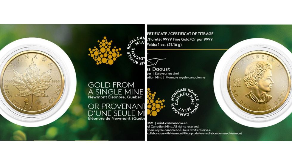 Pi\u00e8ce de monnaie royale canadienne de 50 $ compos\u00e9e d'or pur \u00e0 99,99%.