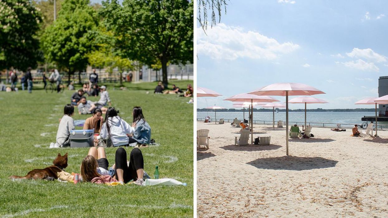 Picnics at Trinity Bellwoods park. Right: Sugar Beach.