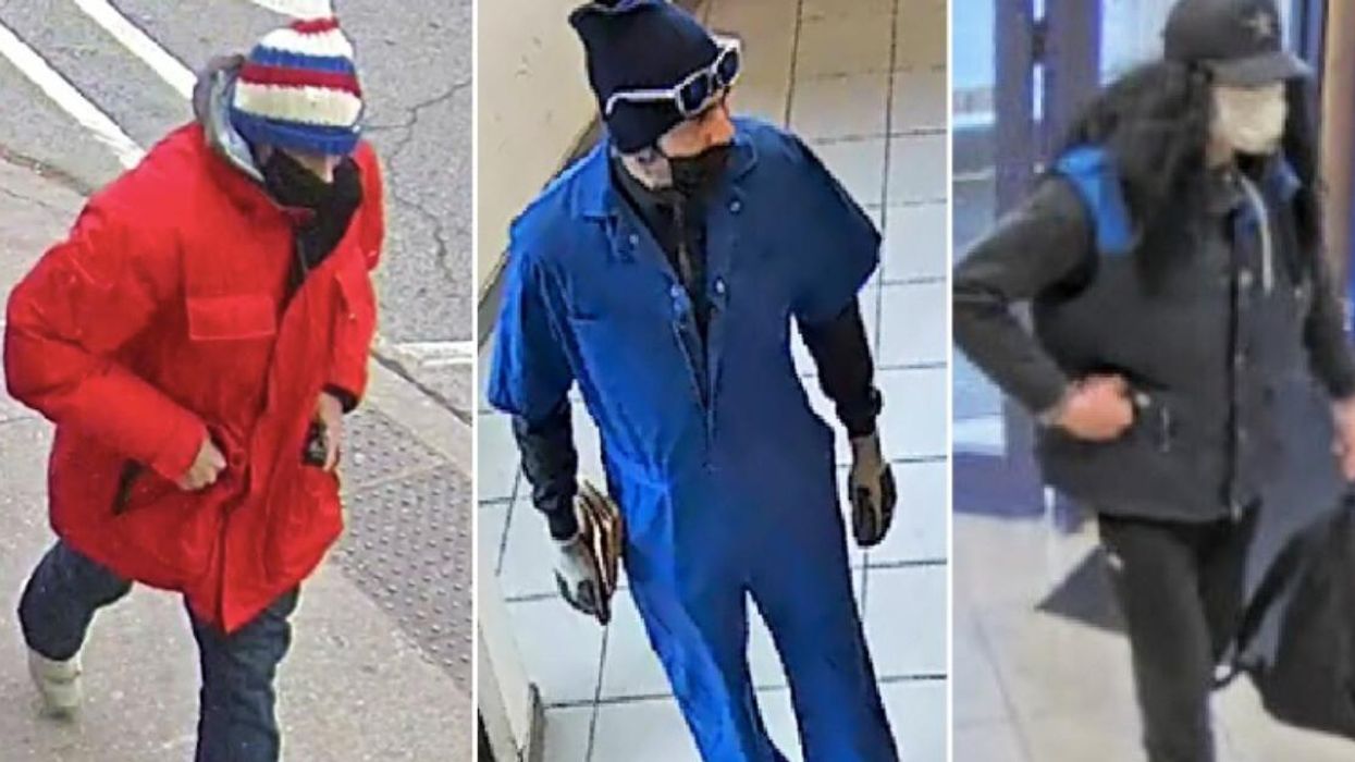 Pictures of disguised suspect involved with robberies.