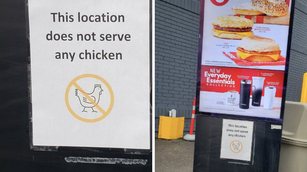 Pictures shared on a facebook group of Tim Hortons sign.