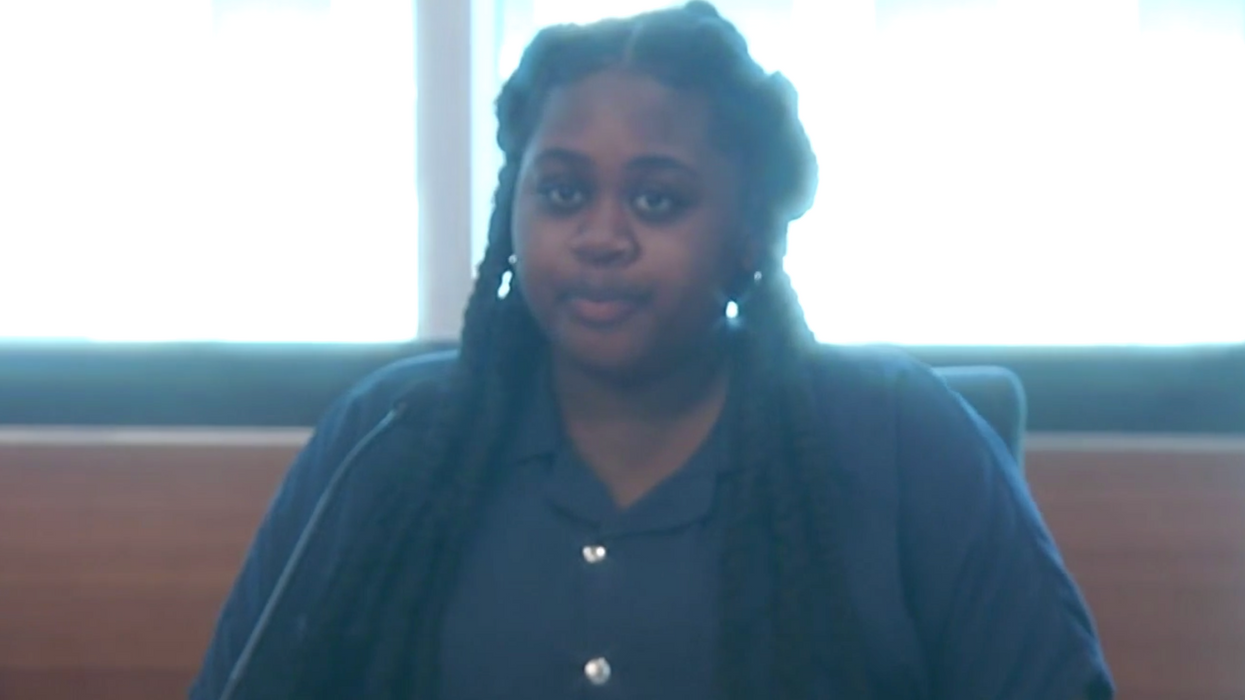 Pieper Lewis giving her statement in court.